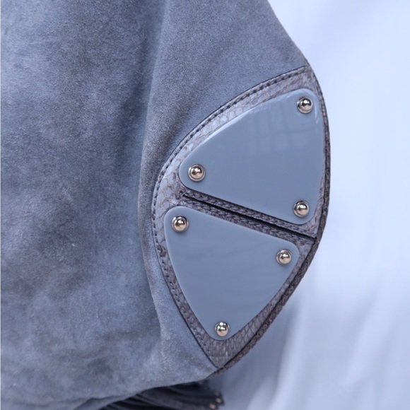 Vintage Gucci Indy Bag l large l Grey suede l Python - Picture 8 of 14